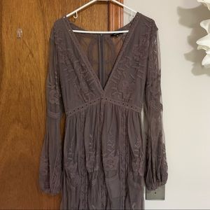 Lace maxi romper, long sleeve
